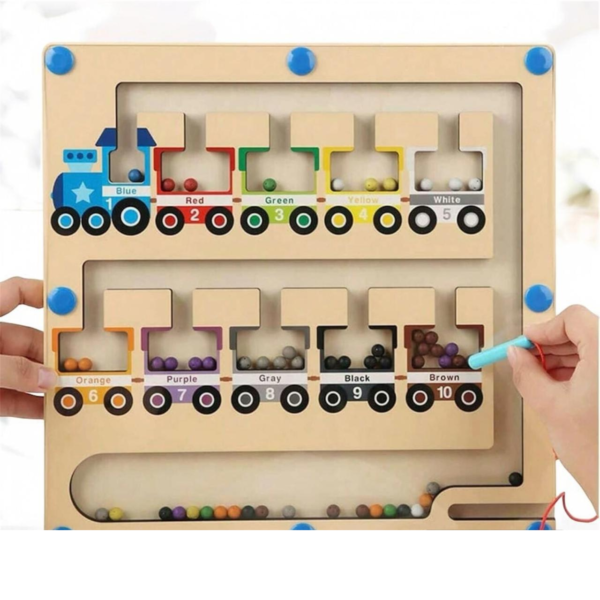 Blooming Dreams Magnetic Color and Number Maze - Wooden Magnet Board Puzzles Set